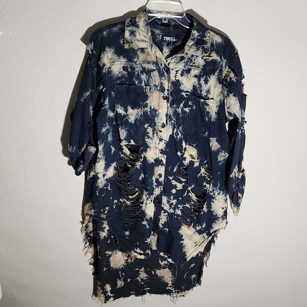 Thrill Shirt Womens Size 1X thrashed distressed distroyed spots Y2K